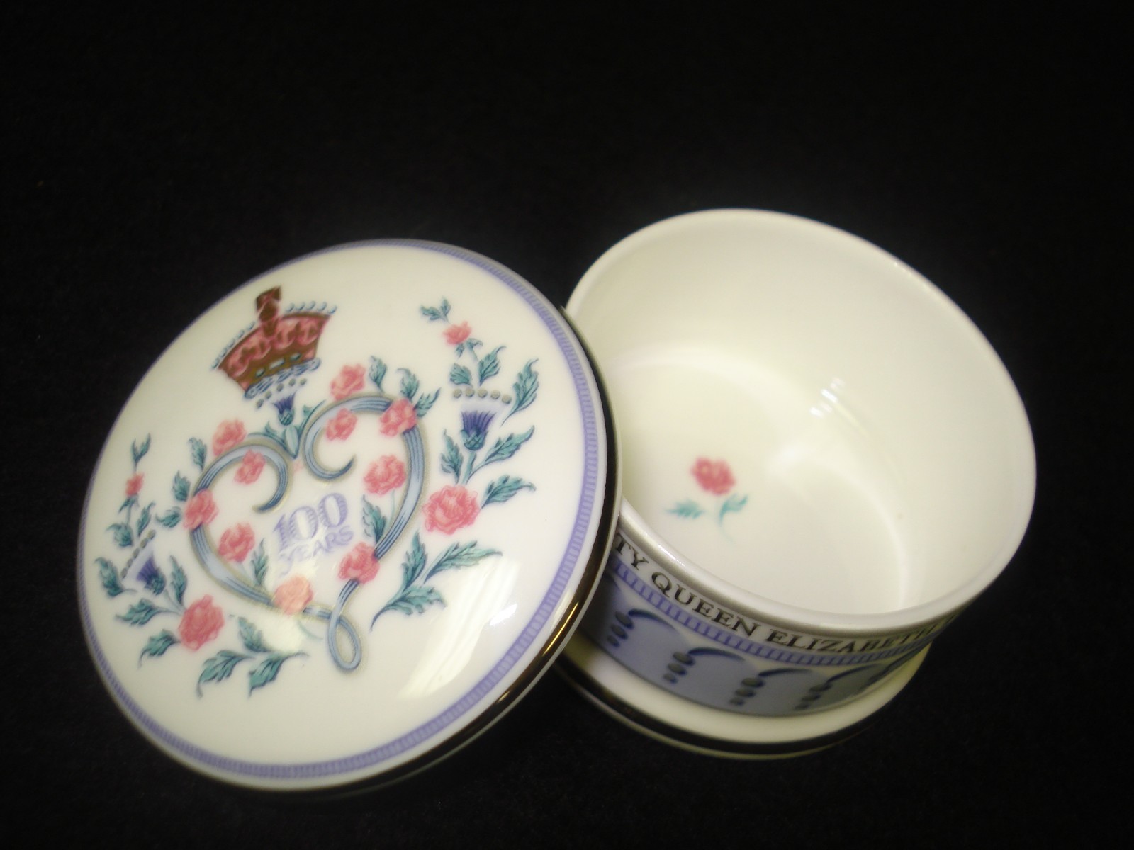 QUEEN MOTHER CENTENNIAL Trinket Box/ Royal Collection Fine Bone China Pill Box
