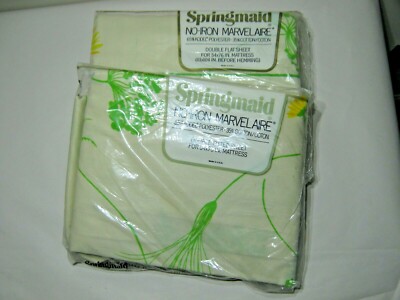 Vintage Springmaid Double Sheets SET(Flat & Fitted)NoIron Marvelaire Meadow Song