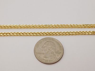 Pre-owned Bracelet 10k Yellow Gold Mans Wheat Foxtail Chain Hollow 7.5 Gram 22" Inch 3mm Unisex