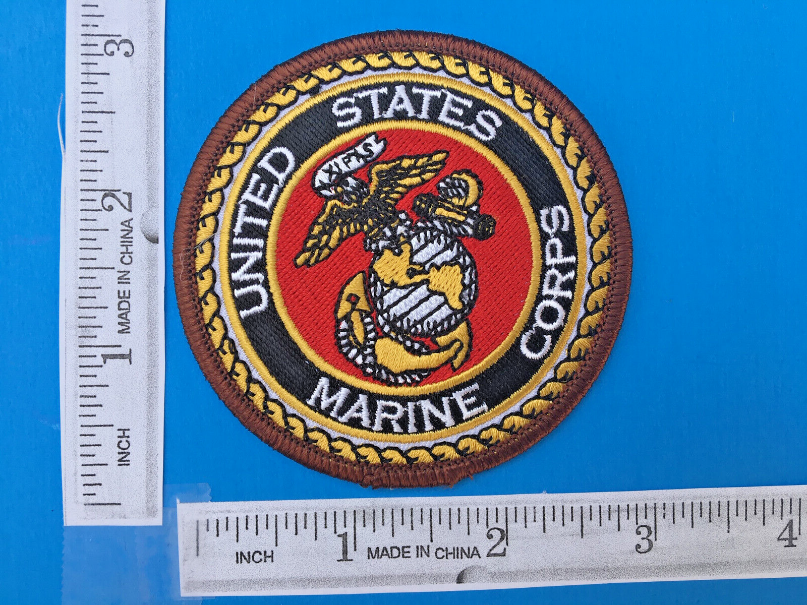 USMC US MARINE CORPS  EMBROIDERED PATCH IRON-ON SEW-ON 3" ROUND APPLIQUE