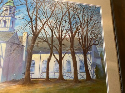 Huge Larry Schwinger 1941 "A Church Exterior Scene" - Watercolor - Signed/Framed