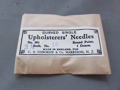 VTG (12) NOS C. S. Osborne Curved Upholsterers' Needles 501 3.5'' no 16 England