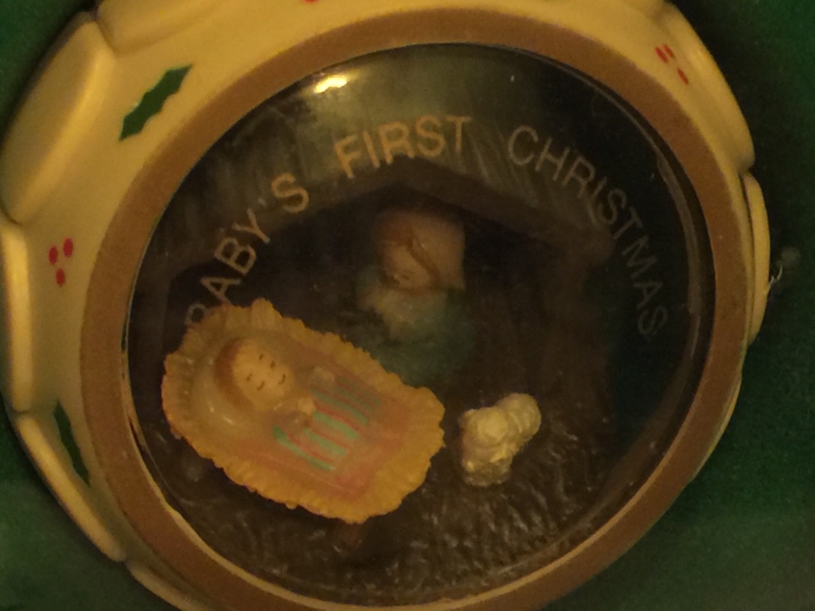 Russ Berrie ~ Baby Rattle Ornament ~ Baby's First Christmas Nativity Scene