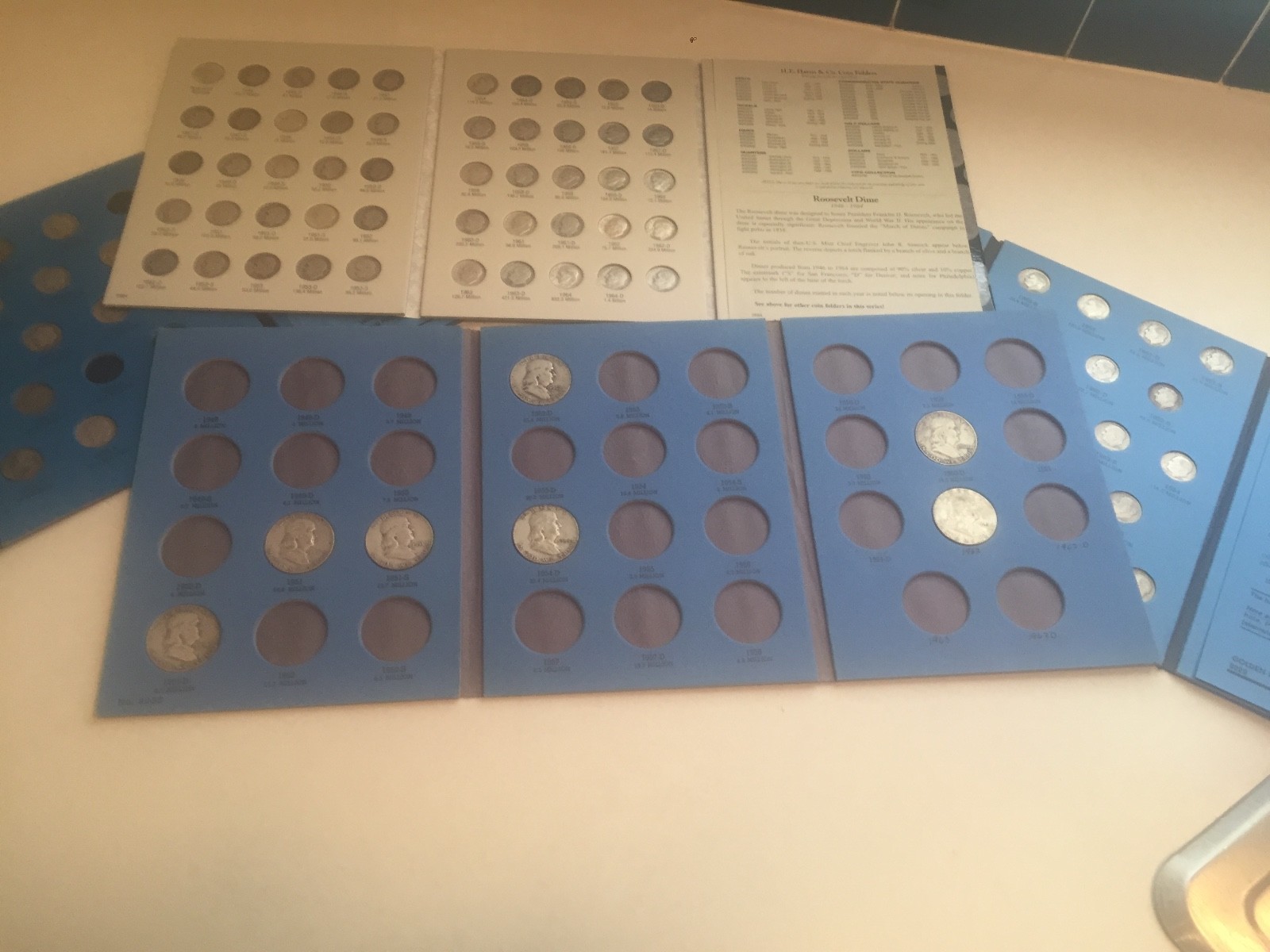 Lot of Silver Roosevelt Dimes - 1946-1964, plus half dollars