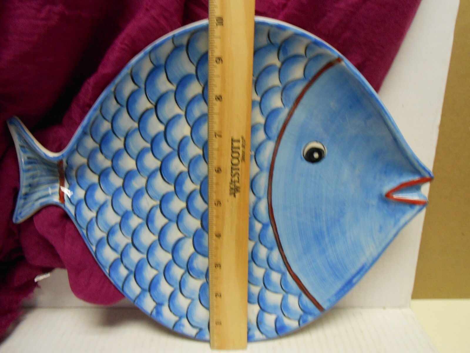 Andrea by Sadek Blue  Porcelain FISH  Serving Platter Plate Modern