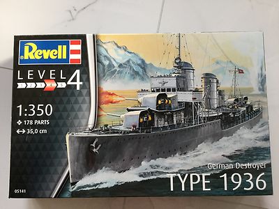 REVELL 1/350 WW II GERMAN DESTROYER TYPE 1936 PLASTIC MODEL KIT 05141 F/S