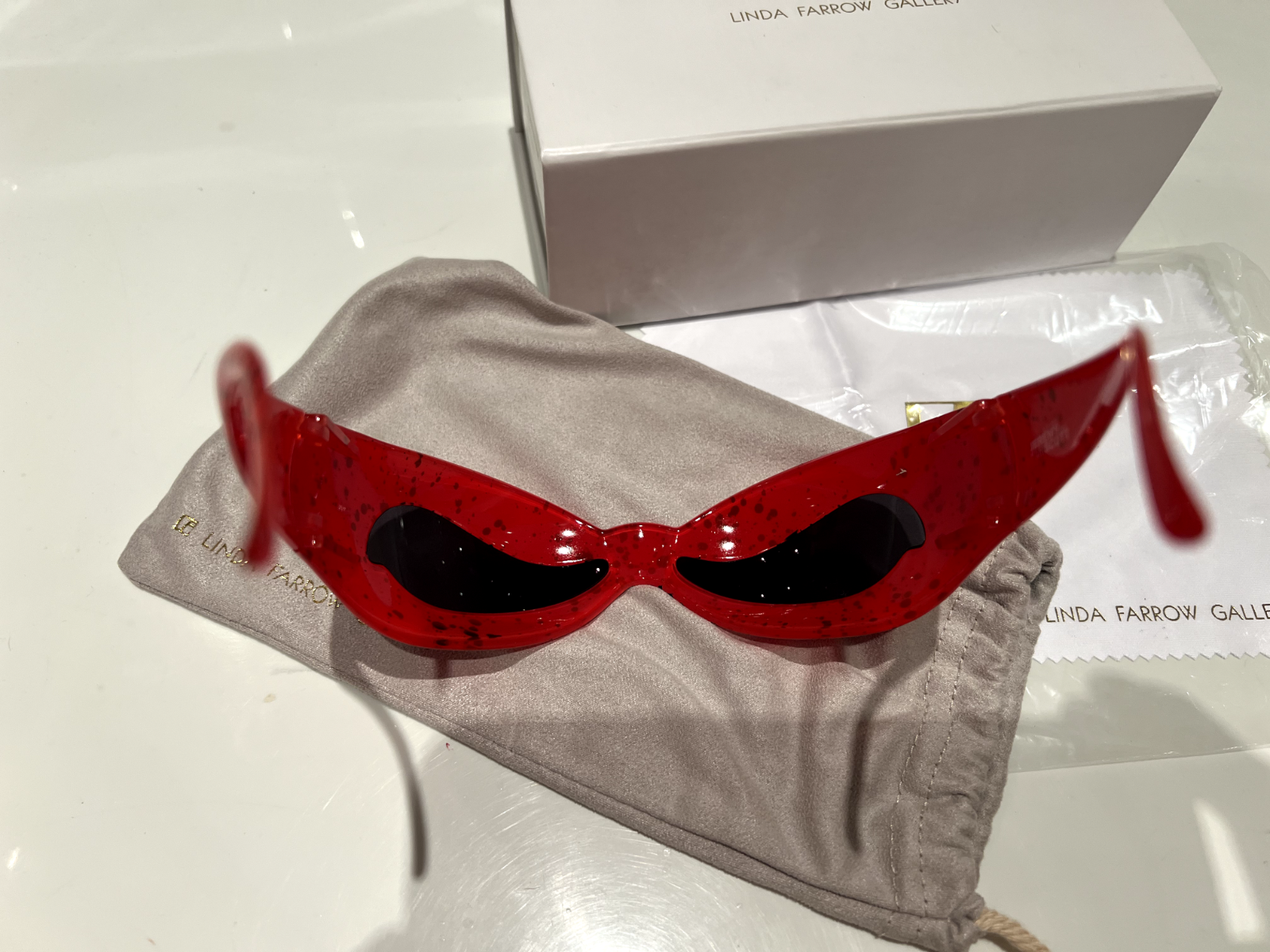 Pre-owned Linda Farrow Jeremy Scott Superhero Red Wave Mask Nuwave Sunglasses