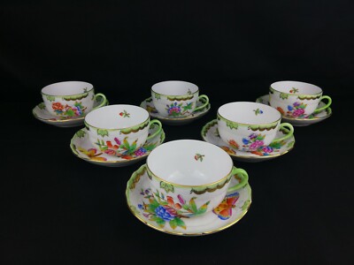 Herend Queen Victoria VBO Tea Cups with Saucers