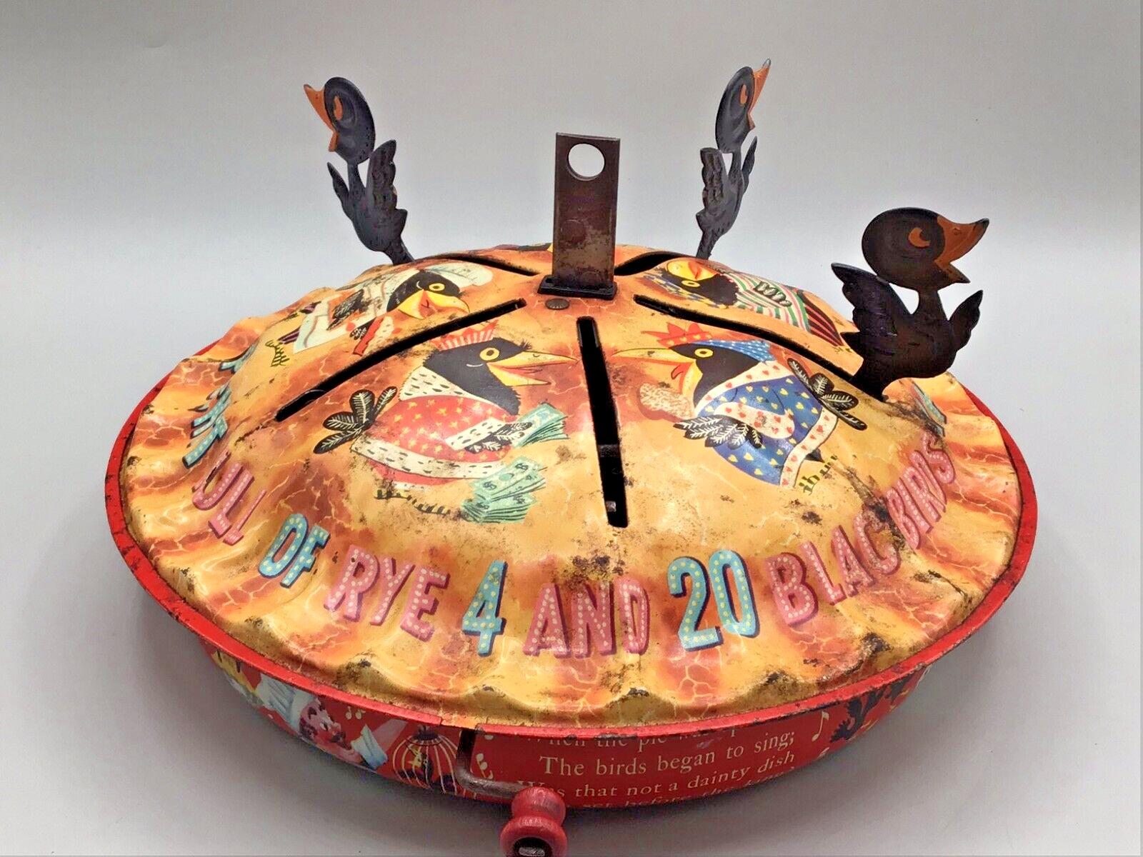 1953 MATTEL Music Maker Toy Blackbirds Baked in a Pie tin