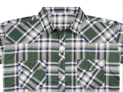 Plaid Western Shirt Mens Short Sleeve Snap Up Pockets New Colors Big 3XL 4XL 5XL
