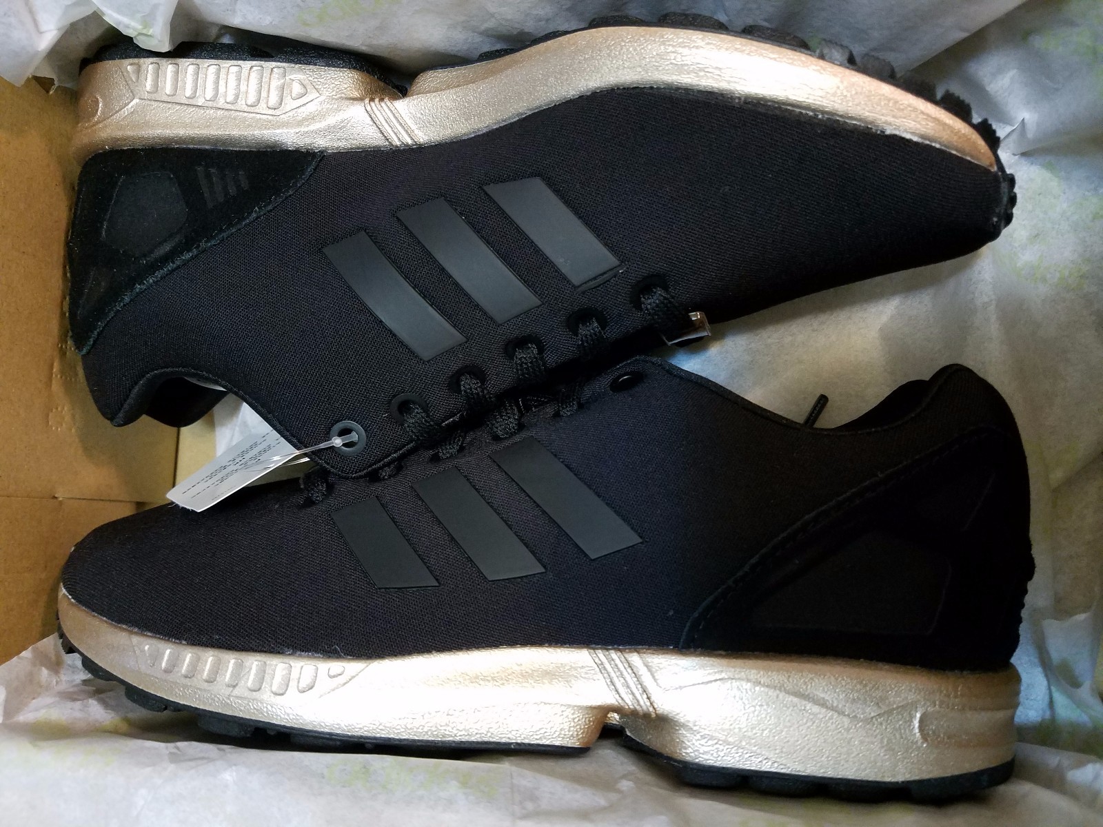 Womens Adidas ZX Flux Black Copper Rose Gold Metallic NMD ...