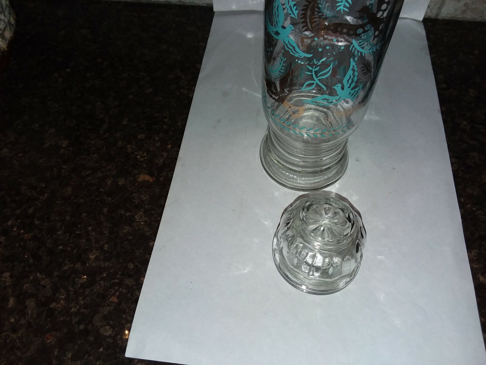 RETRO TURQUOISE AND GOLD DECANTER