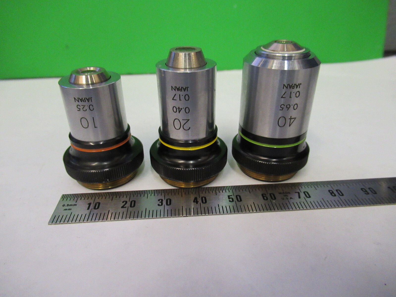 OLYMPUS - Yolo様 OLYMPUS JAPAN LOT OBJECTIVES 10X 20X 40X MICROSCOPE PART AS