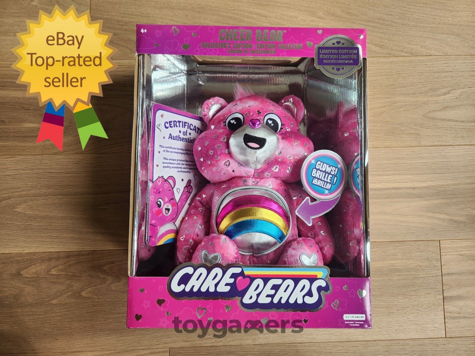 海外限定品CARE BEARS CHEER BEARコレクターズエディション Care Bears Cheer Bear Collector's Limited Edition Glows