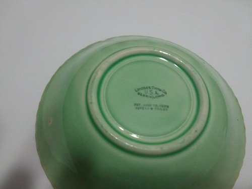 Set of 5 Antique Limoges China Co Green Swirl Berry Bowls USA Sebring Ohio