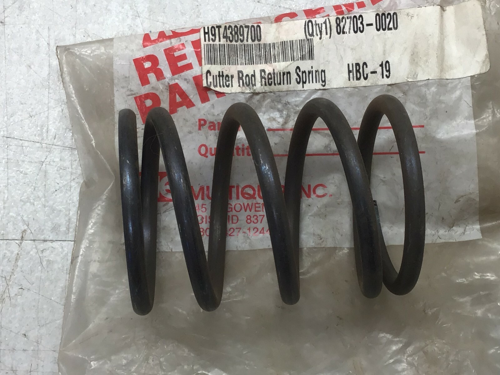 MQ Multiquip HBC19 OEM Cutter Rod Return Spring H9T4389700