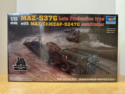 Trumpeter 1:35 MAZ-537G with CHMZAP-5247G Semi Trailer New Sealed Model Kit