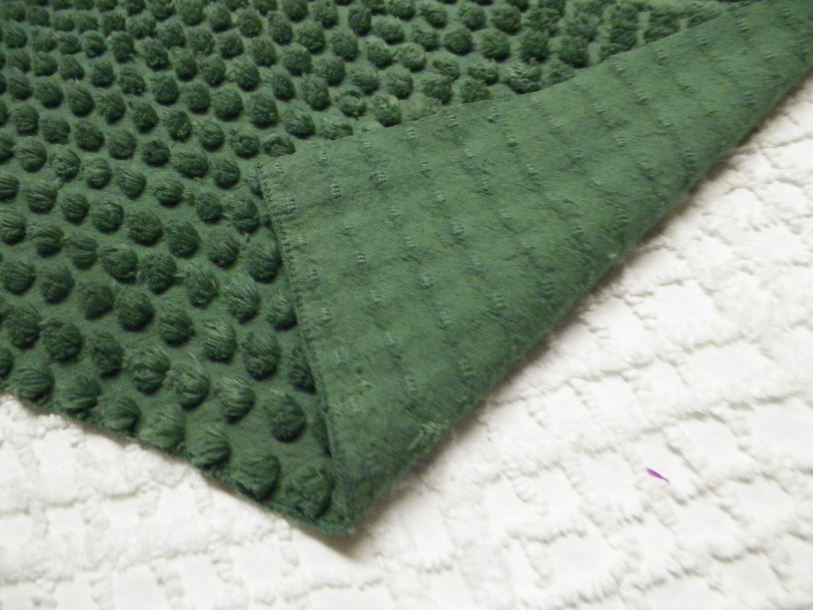 Vint Bates Hunter Grn Large Pops Chenille Bedspread Quilt Craft Fabric   A 1412