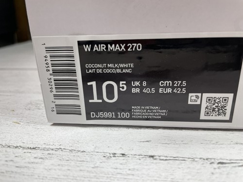 Pre-owned Nike Air Max 270 Women's Coconut Milk White/yellow Dj5991-100 Sz 10.5