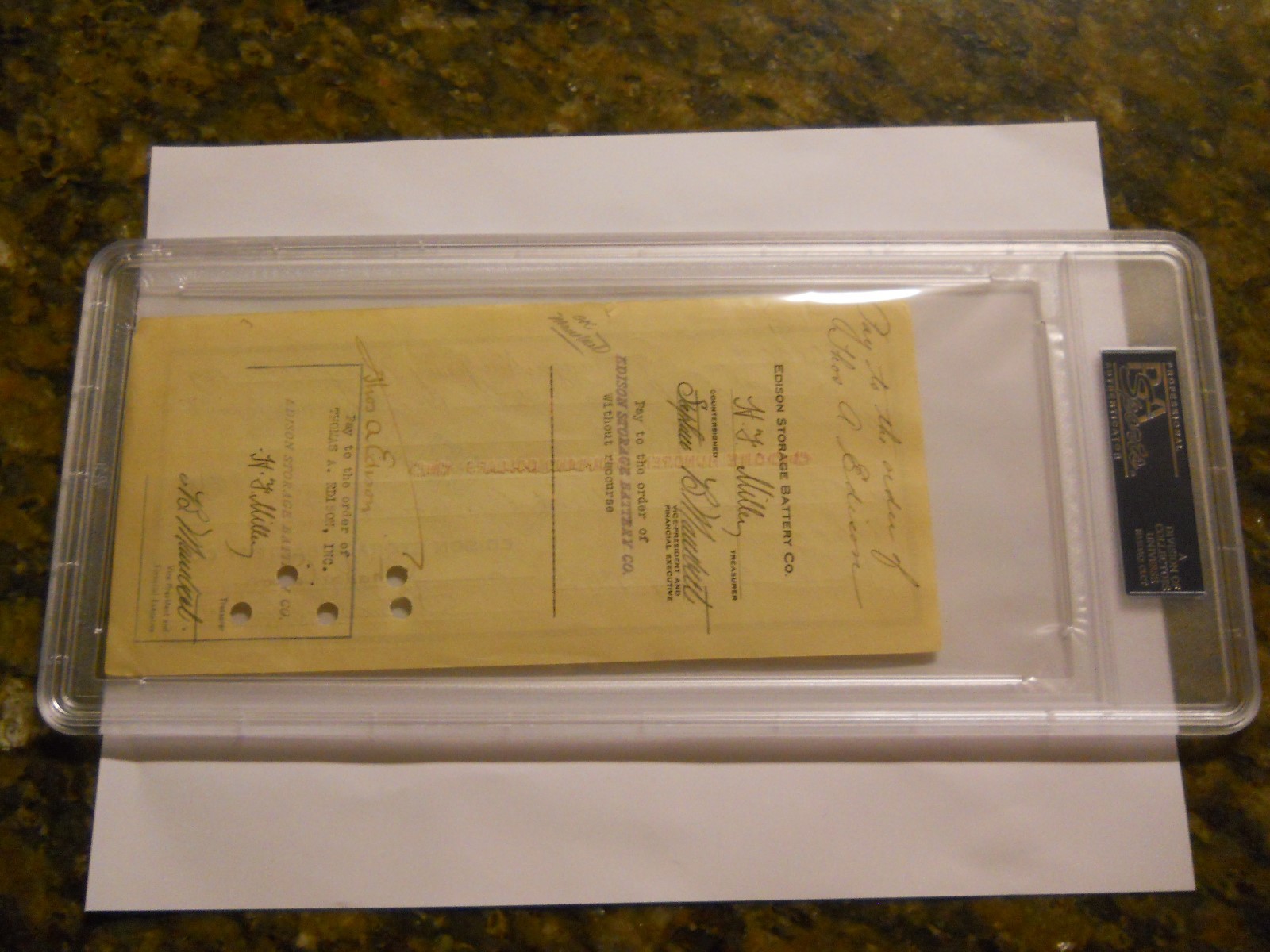 THOMAS EDISON SIGNED $100,000 CHECK PSA/DNA AUTHENTIC AUTO