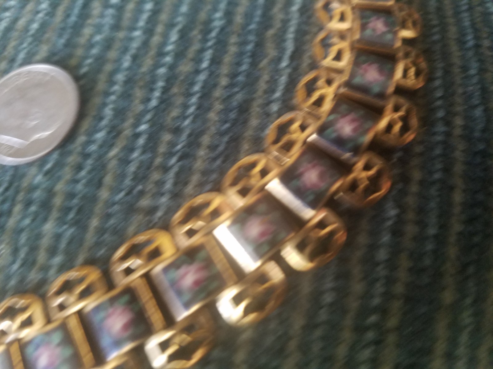 ANTIQUE DECO GOLD  PLATE ENAMEL METAL NECKLACE SUPERB RARE