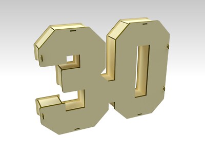 DXF CDR SVG template - 3D Number 30 Gift Box for Laser Cutting and CNC Router