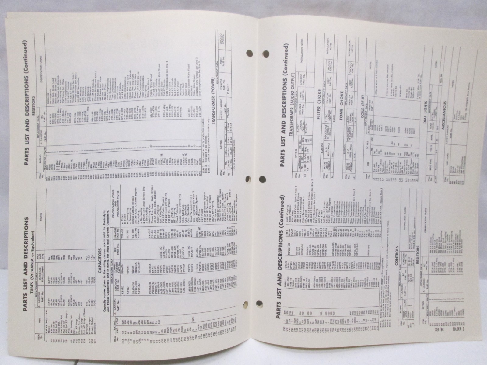 Vintage Sams Photofact Folder Radio Parts Manual Altec Lansing ALC-101 A-323C