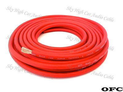 8 Gauge OFC AWG RED Power Ground Wire Sky High Car Audio By The Foot GA ft 