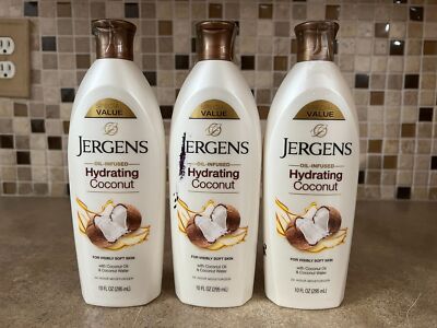 3 PACK Jergens Hydrating Coconut Oil Infused Lotion For Dry Skin 10 fl oz /T3
