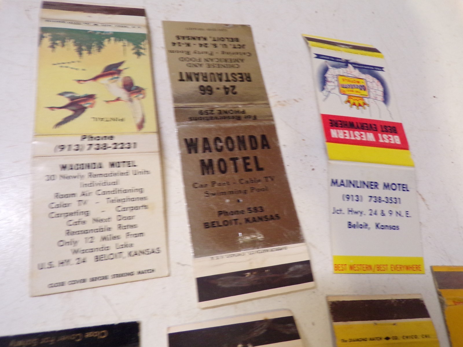 7 Old Gibson's Waconda Mainliner 24/66  Beloit Kansas Matchbook Covers