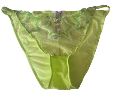 Savage X Fenty Shining Star String Bikini Panty Neon Yellow Starstruck 1X NWT