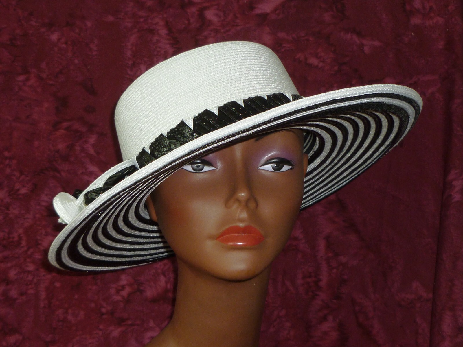 Classic Vintage Wide Brim Sun Hat Don Anderson Derby Straw Hat White blackのeBay公認海外通販｜セカイモン
