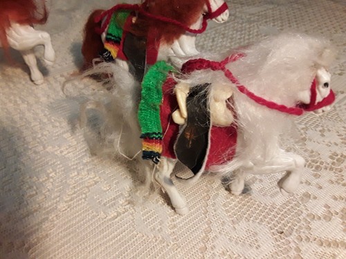 Vintage Plastic Toy Saddled Horses-Made in Mexico Lot of 4