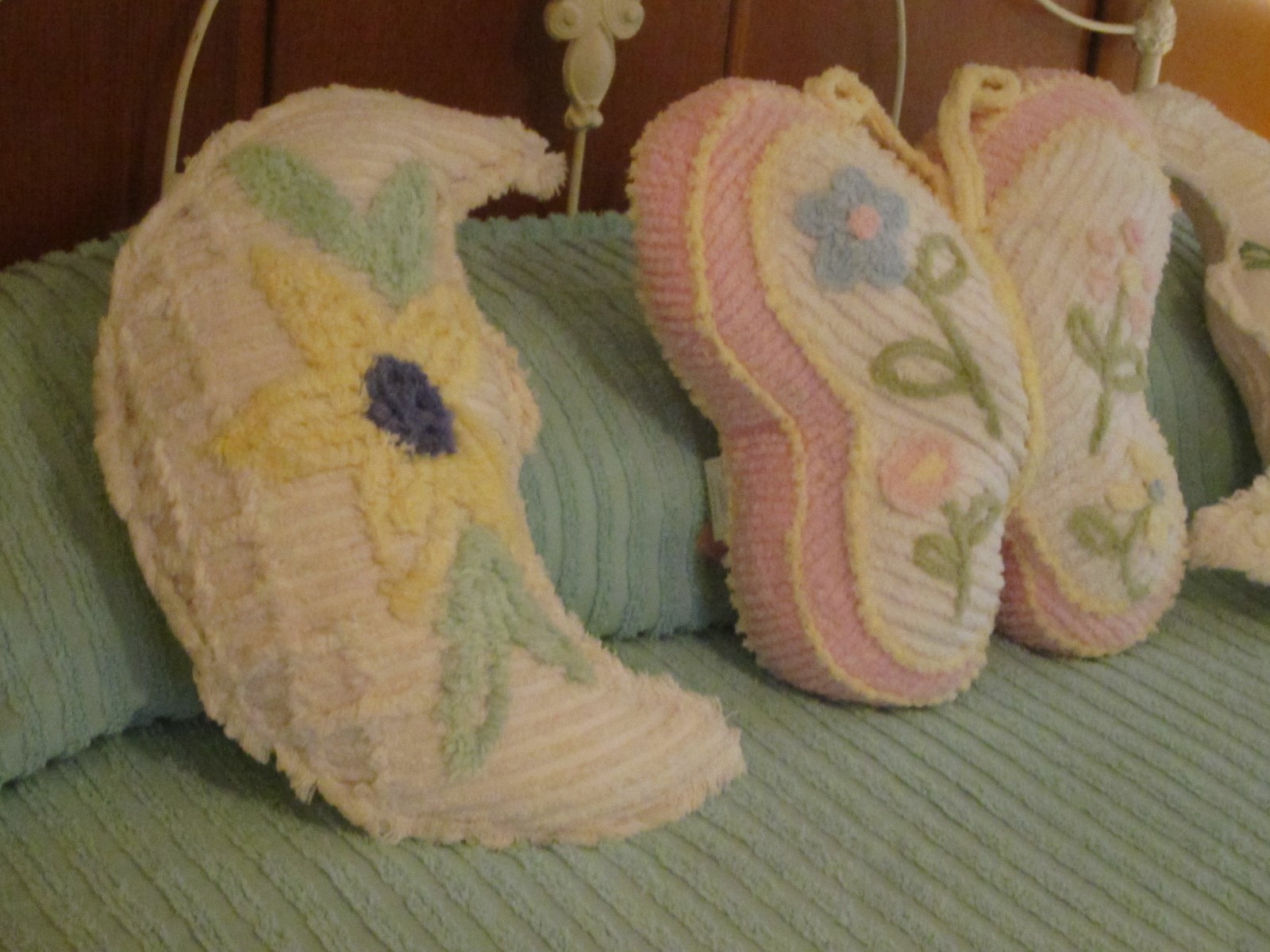 SET OF 3 PLUSH CHENILLE BED PILLOWS, NURSERY DECOR