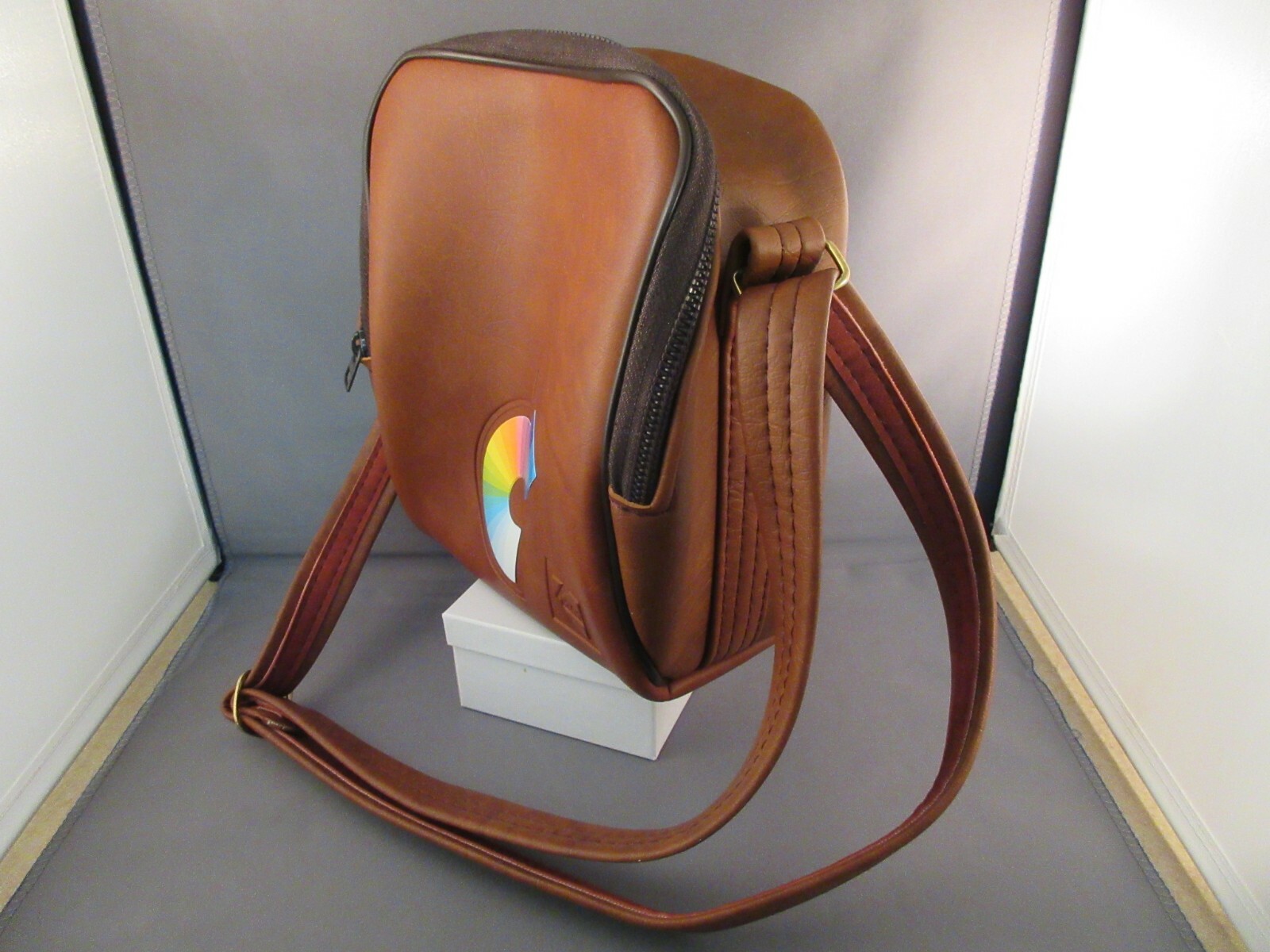 Vintage Kodak Camera Carrying Case Bag Rainbow Arrow Faux Fur Lined Made In USA