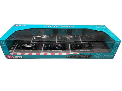 Burago Mercedes AMG Petronas Racing F1 (6) Diecast Car Team Set 1:43