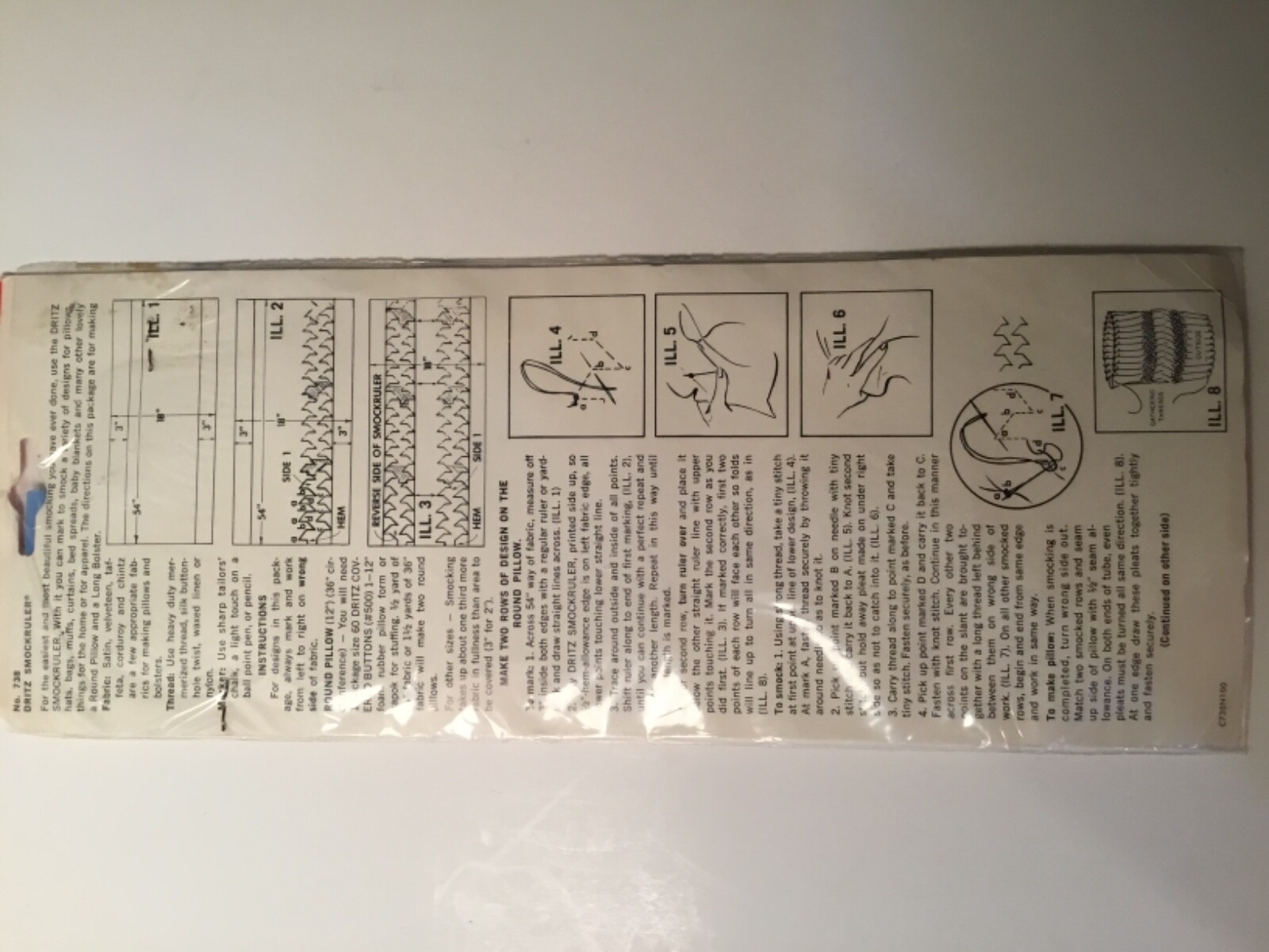 Vintage Dritz Smockruler Blue Smocking Made Easy No. 738 NIP Crafts Sewing