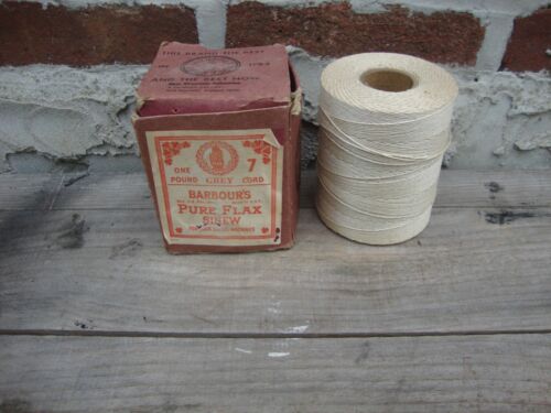 Vintage BARBOUR Indian Head Flax Sinew Thread Spool Lock Stitch Original Box