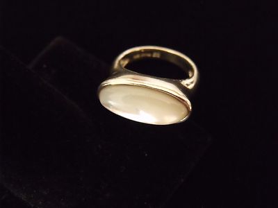 CUTE VINTAGE STERLING SILVER MOP MOTHER OF PEARL RING SIZE 5.5