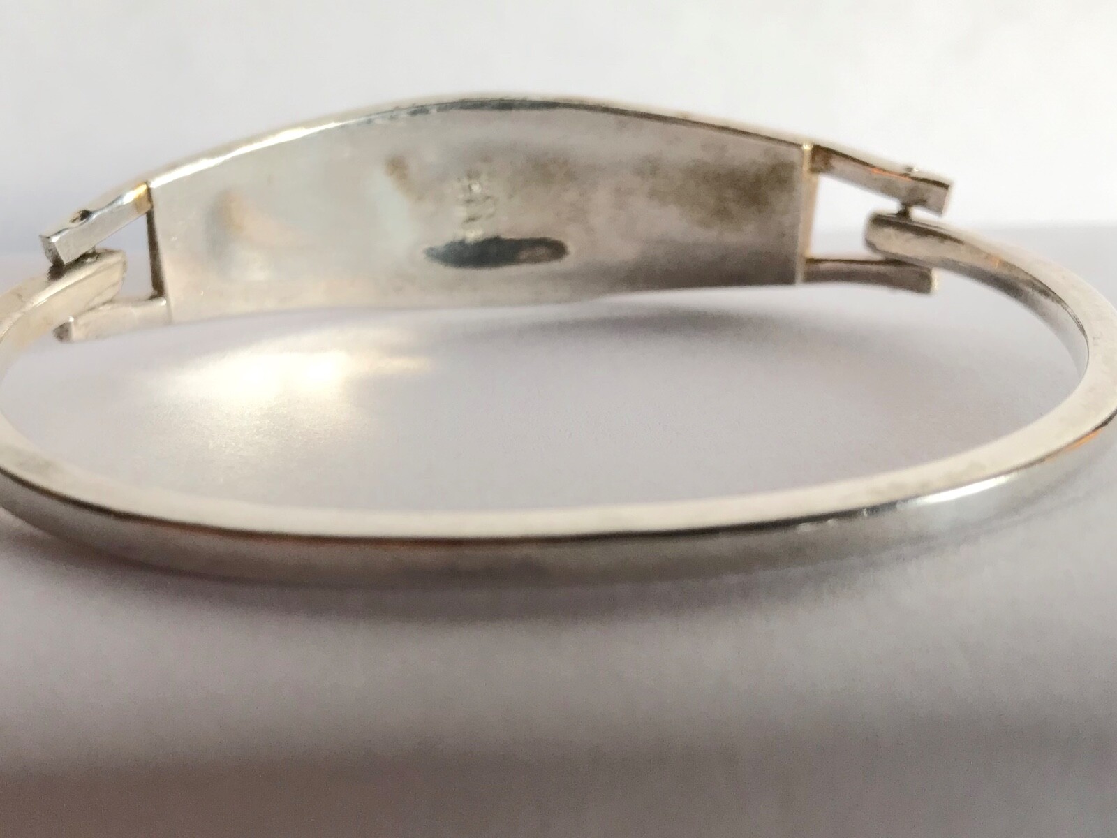 Vintage Taxco Mexico Sterling Silver Abalone Shell Flower Inlay Cuff Bracelet