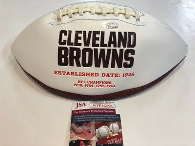 NICK CHUBB AUTOGRAPHED SIGNED CLEVELAND BROWNS LOGO FOOTBALL JSA COA