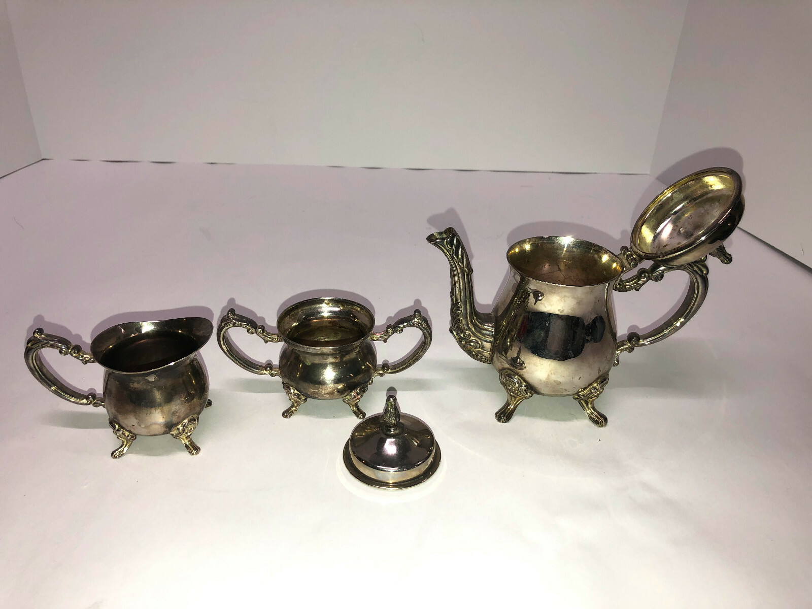 4 Piece Silver Plated Child's Tea Set Child's  Children's