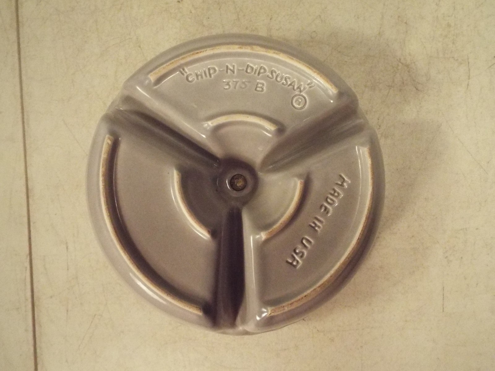 Vintage Chip-N-Dip Susan Snack Tray - 375B - Made in USA - Pottery