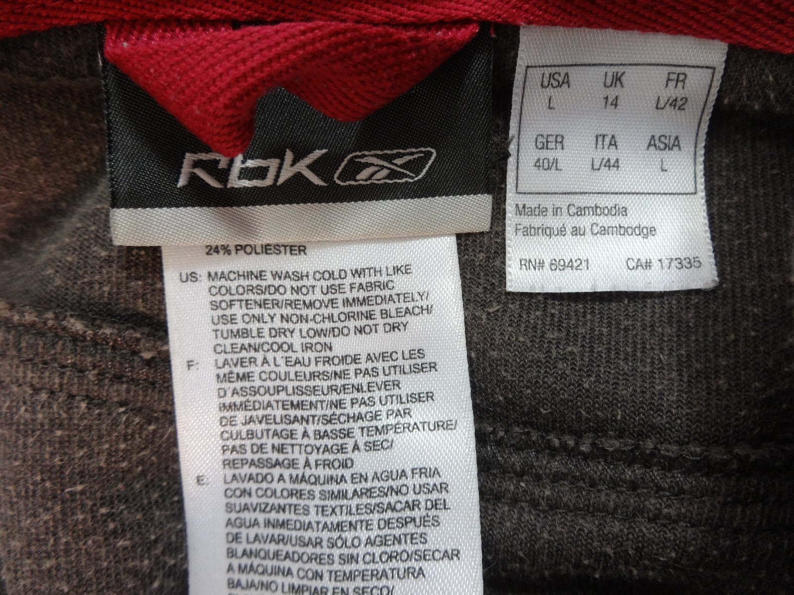 veste reebok femme brun