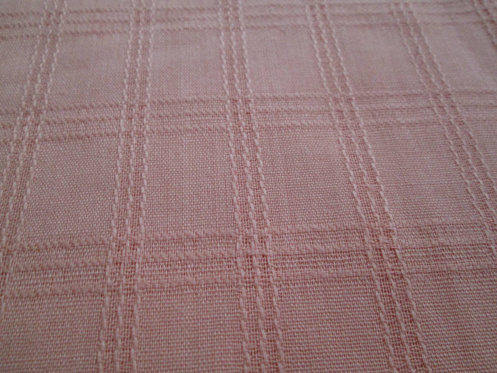 Vintage Cloth TableCloth  Woven Squares Peach Color  60
