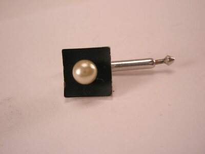 SINGLES (1) 3/8'' Seed Pearl on Black Square Vintage Formal Tux Shirt Stud j26