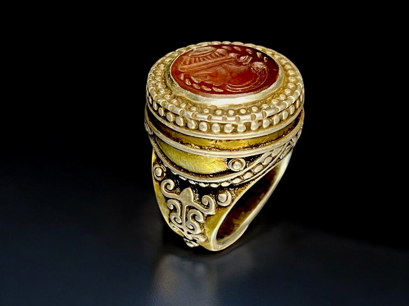 Orient Turkmen Massiv Silber Karneol Siegelring Afghan Seal Ring Carnelian No442