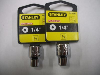 NEW STANLEY 3/8 in Drive  1/4 INCH  MAX DRIVE  8 POINT SOCKETS  TWO SOCKETS