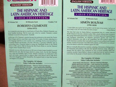 Hispanic & Latin American Heritage 5 VHS ~ Bolivar, Chavez, Clemente, Cortes &