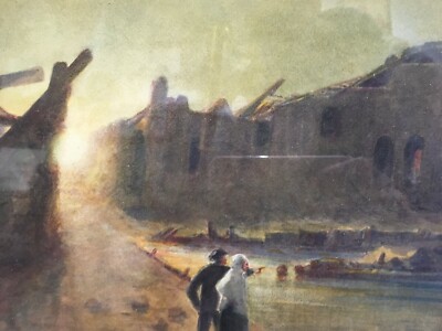 Charles Léon MERY 1878-1921 Aquarelle Gouache Paysage Bretagne mer soleil ruine